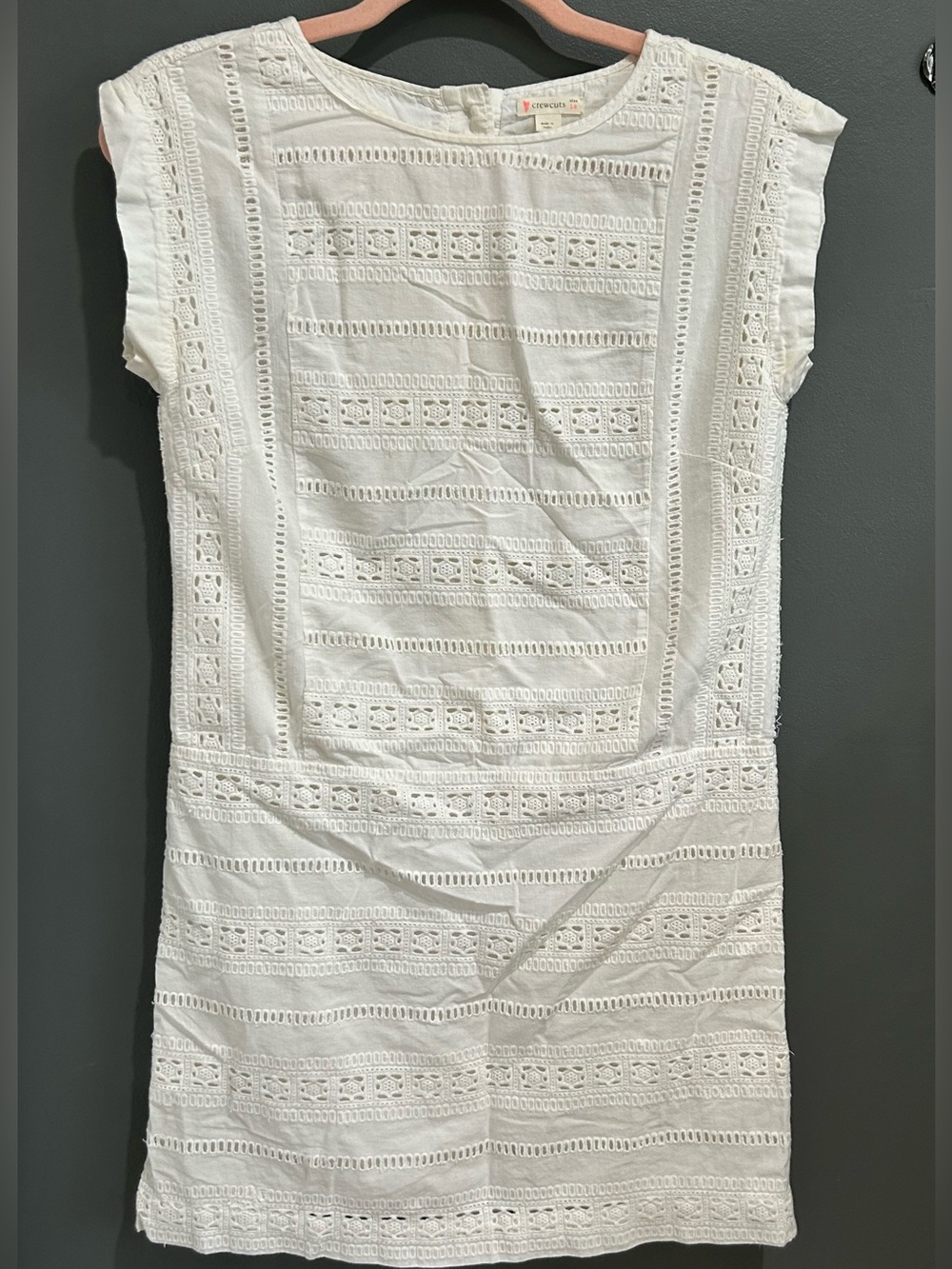 White Eyelet Lace Shift Dress - Girls